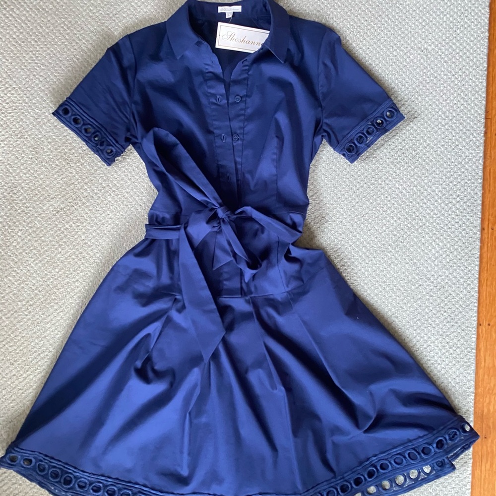 Shoshannna button up eyelet trim dress